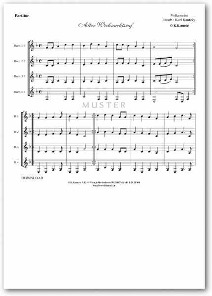 VOLKSWEISE - Alter Weihnachtsruf - Weihnachten (Hornquartett)