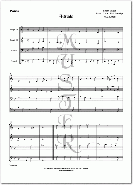 STADEN, Johann - Intrade (Blechbläser Quartett)