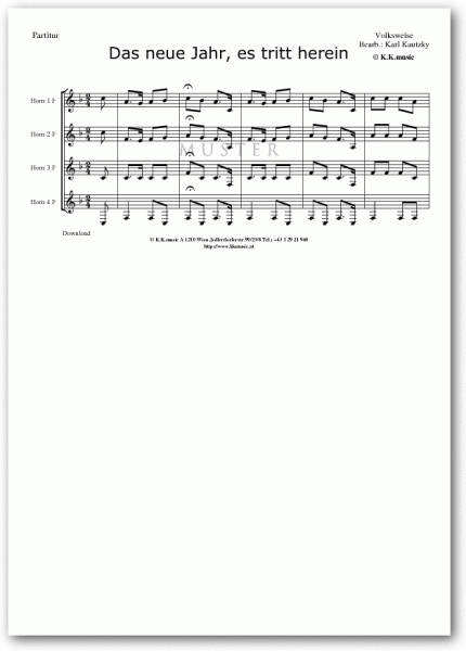VOLKSWEISE - Das neue Jahr, es tritt herein - Weihnachten (Hornquartett)