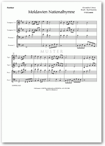 CRISTEA, Alexandru - Moldawien Nationalhymne (Blechbläserquartett)