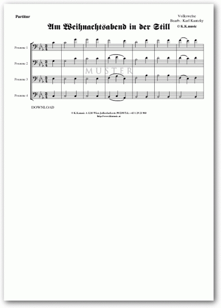 VOLKSWEISE - Am Weihnachtsabend in der Still - Weihnachten (Posaunenquartett)