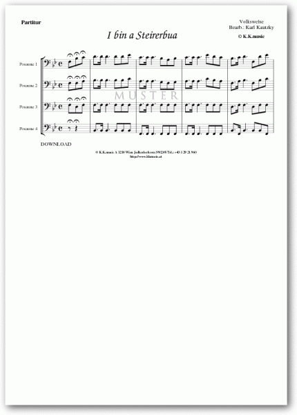 VOLKSWEISE - I bin a Stereierbua (Posaunenquartett)