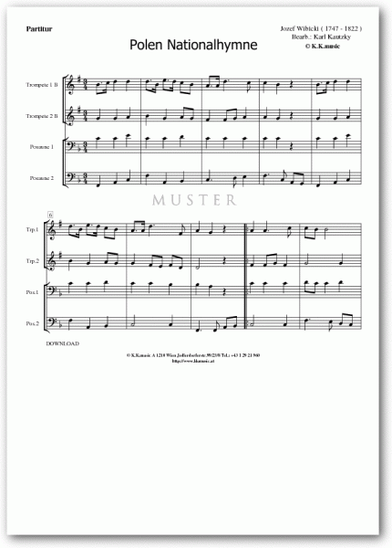 WIBICKI, Jozef - Polen Nationalhymne (Blechbläserquartett)