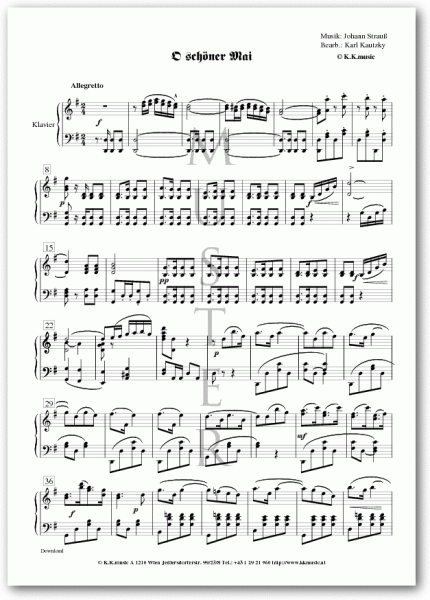 STRAUSS, Johann - O schöner Mai (Klavier)