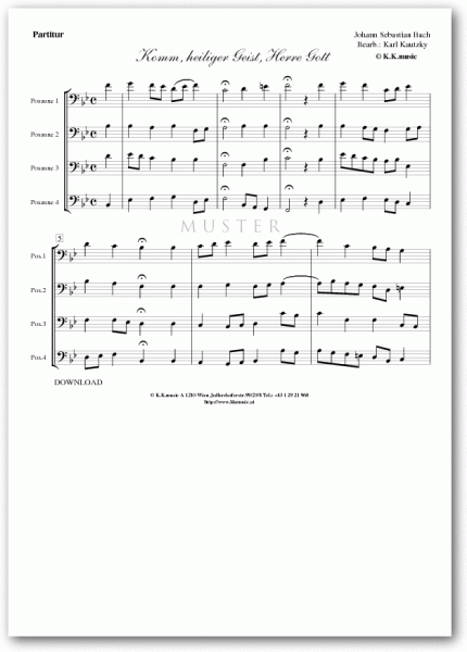 BACH, Johann Sebastian - Komm heiliger Geist Herre Gott (Posaunenquartett)