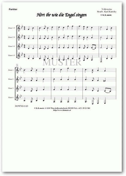 VOLKSWEISE - Hört ihr wie die Engel singen - Weihnachten (Hornquartett)
