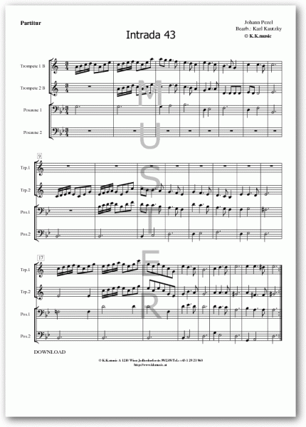 PEZEL, Johann - Intrada 43 (Blechbläserquartett)