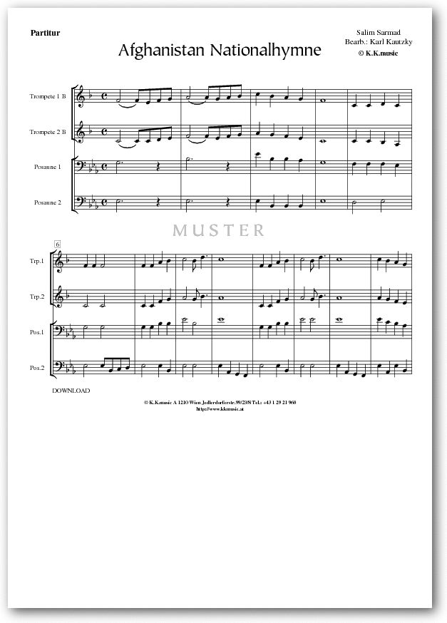 Afghanistan Nationalhymne SARMAD, Salim (Blechbläserquintett