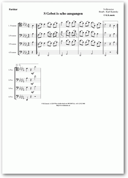 VOLKSWEISE - S Gebot is schon ausganga (Posaunenquartett)