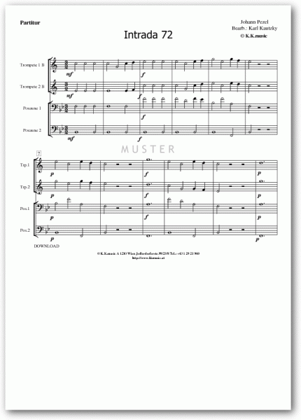 PEZEL, Johann - Intrada 72 (Blechbläserquartett)