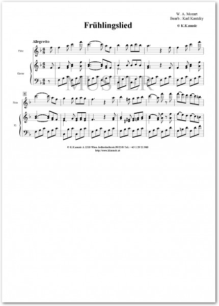 MOZART, Wolfgang Amadeus - Frühlingslied (Flöte - Klavier)