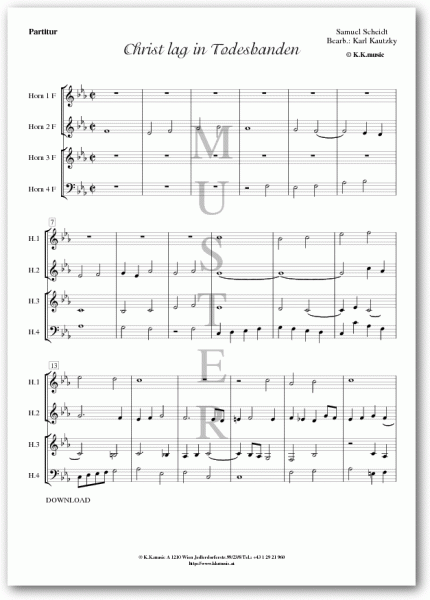 SCHEIDT, Samuel - Christ lag in Todesbanden (Hornquartett)