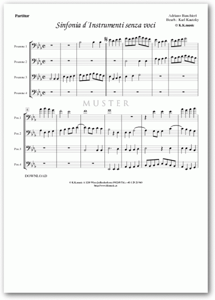 BANCHIERI, Adriano - Sinfonia d´Instrumenti senza voci (Posaunenquartett)