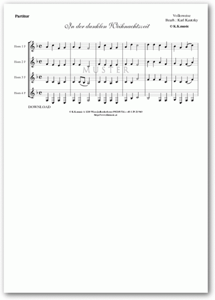 VOLKSWEISE - In der dunklen Weihnachtszeit - Weihnachten (Hornquartett)