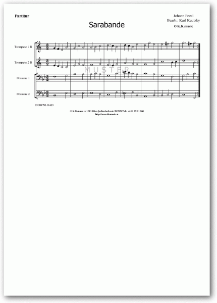 PEZEL, Johann - Sarabande (Blechbläserquartett)