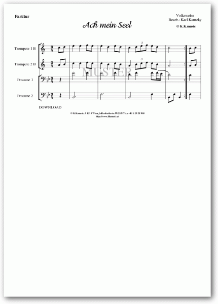VOLKSWEISE - Ach mein Seel - Weihnachten (Blechbläserquartett)
