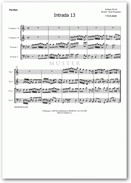 PEZEL, Johann - Intrada 13 (Blechbläserquartett)