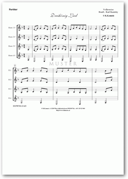 VOLKSWEISE - Dreikönig Lied - Weihnachten (Hornquartett)
