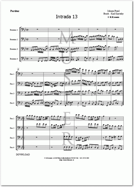 PEZEL, Johann - Intrada 13 (Posaunenquartett)