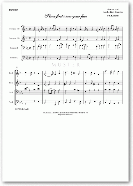 FORD, Thomas - Since first i saw your face (Blechbläserquartett)