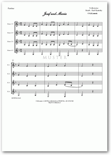 VOLKSWEISE - Josef und Maria - Weihnachten (Hornquartett)