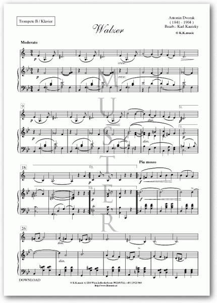 DVORAK, Antonin - Walzer (Trompete - Klavier)