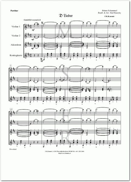 SCHRAMMEL, Johann - D Lieder (Schrammelquartett)