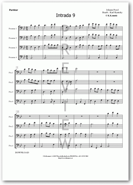 PEZEL, Johann - Intrada 09 (Posaunenquartett)