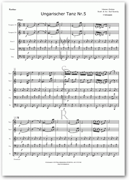 BRAHMS, Johannes - Ungarischer Tanz Nr. 5 (Blechbläserquintett)