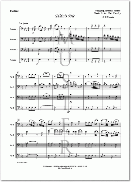 MOZART, Wolfgang Amadeus - Bildnis Arie (Posaunenquartett)