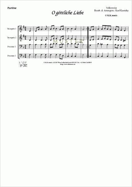 VOLKSWEISE - O göttliche Liebe - Weihnachten (Blechbläser Quartett)