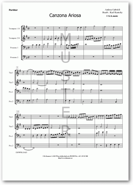 GABRIELI, Andrea - Canzona Ariosa (Blechbläserquartett)