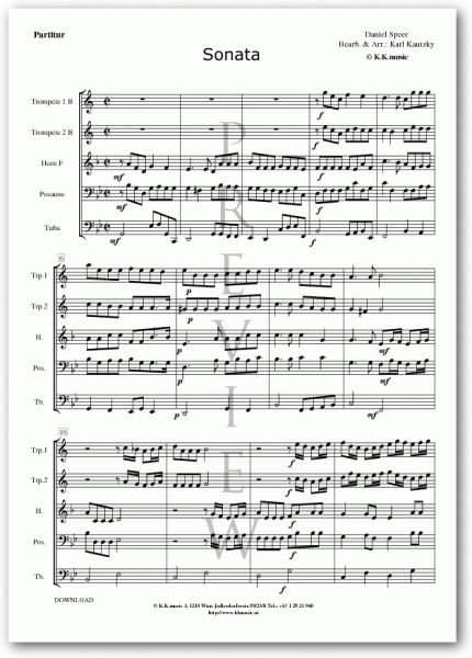 SPEER, Daniel - Sonata (Blechbläserquintett)