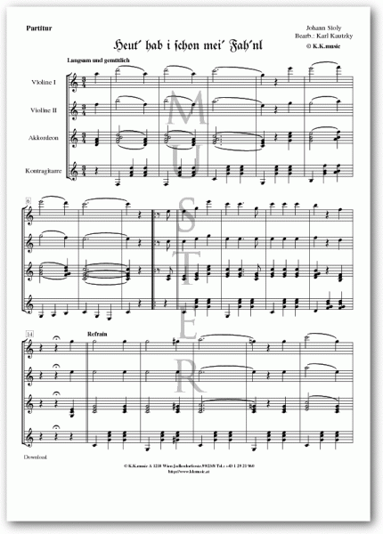 SIOLY, Johann - Heut hab i scho mei Fahn´l (Schrammelquartett)