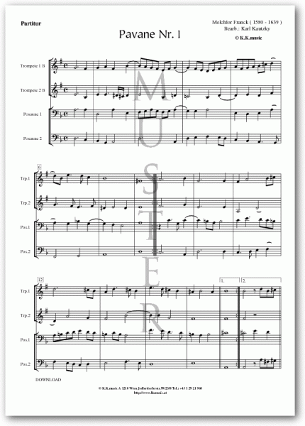 FRANCK, Melchior - Pavane Nr. 1 (Blechbläserquartett)