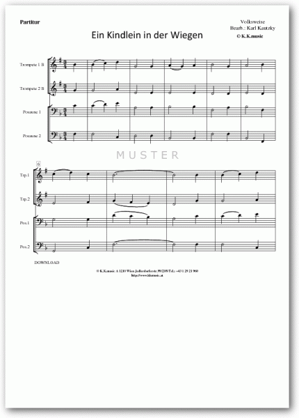 VOLKSWEISE - Ein Kindlein in der Wiegen - Weihnachten (Blechbläserquartett)