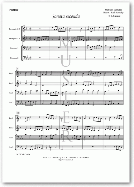 BERNARDI, Steffano - Sonata seconda (Blechbläserquartett)