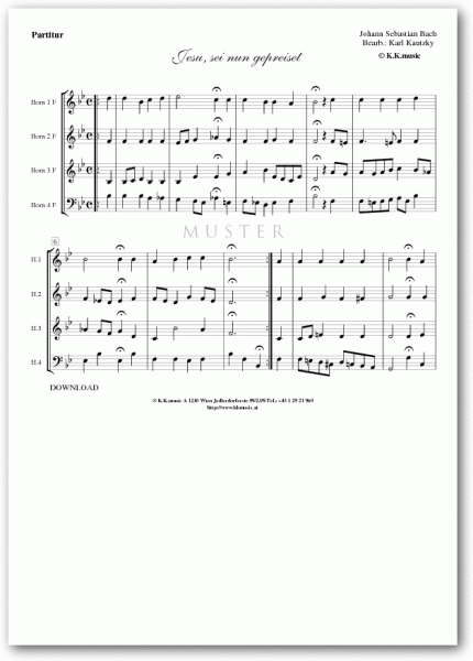 BACH, Johann Sebastian - Jesu sei nun gepreiset (Hornquartett)