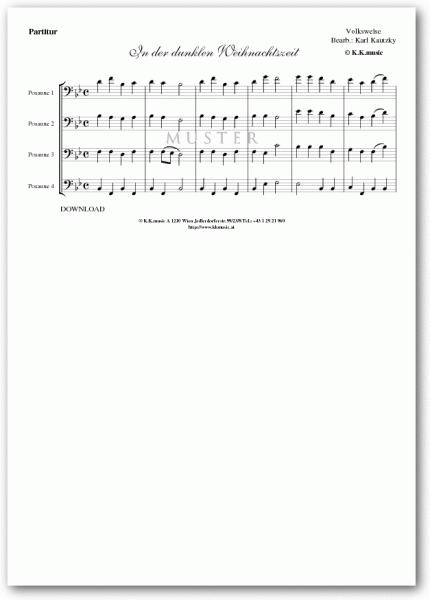 VOLKSWEISE - In der dunklen Weihnachtszeit - Weihnachten (Posaunenquartett)