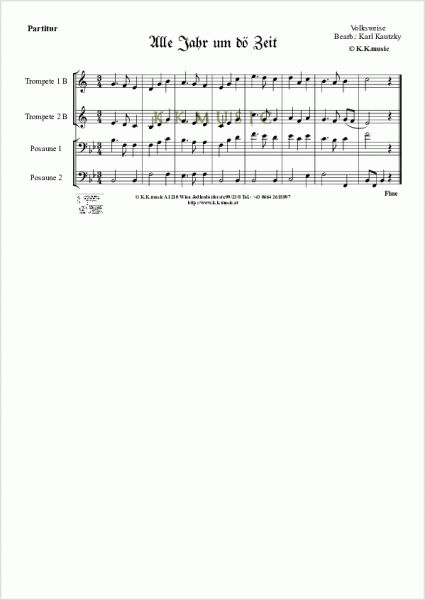 VOLKSWEISE - Alle Jahre um dö Zeit - Weihnachten (Blechbläser Quartett)