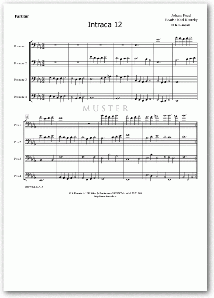 PEZEL, Johann - Intrada 12 (Posaunenquartett)