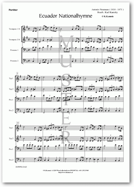 Ecuador Nationalhymne - NEUMANE, Antonio (Blechbläserquartett)