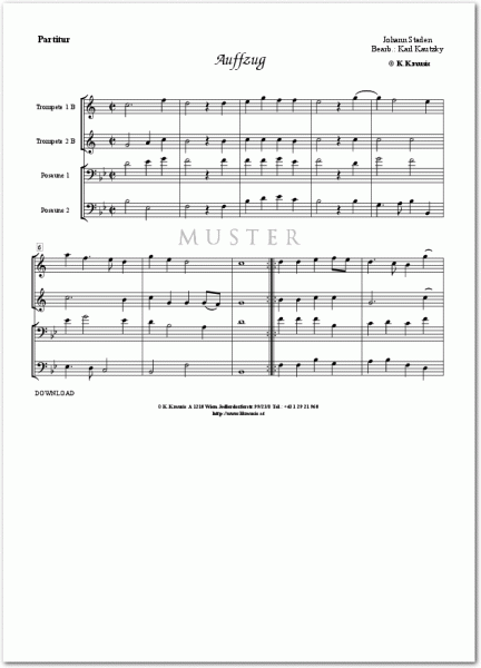 STADEN, Johann - Aufzug (Blechbläser Quartett)