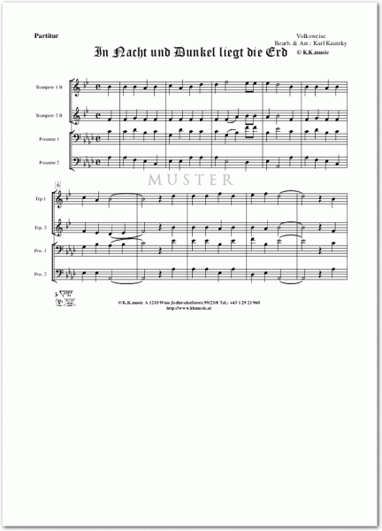 VOLKSWEISE - In Nacht und Dunkel liegt die Erd - Weihnachten (Blechbläser Quartett)