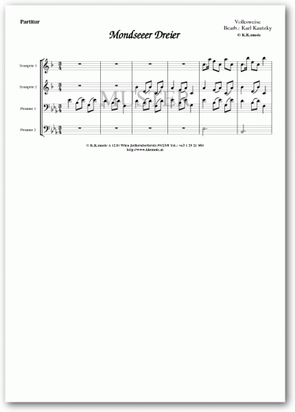 VOLKSWEISE - Mondseeer Dreier (2 Trompeten - 2 Posaunen)