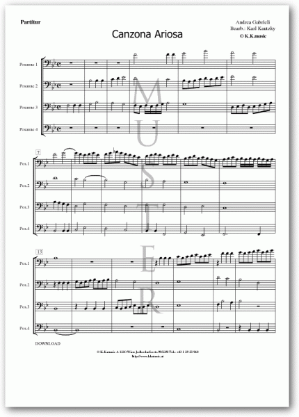 GABRIELI, Andrea - Canzona Ariosa (Posaunenquartett)