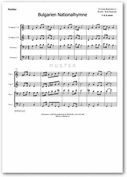 Bulgarien Nationalhymne - RADOSLAVOV, Tsvetan (Blechbläserquartett)