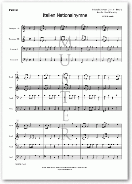 Italien Nationalhymne - NOVARO, Michele (Blechbläserquartett)