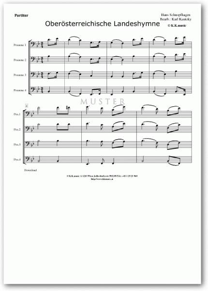 SCHNOPFHAGEN, Hans - Oberösterreichische Landeshymne - Hymne (Posaunenquartett)