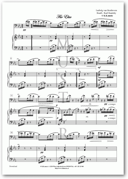 BEETHOVEN, Ludwig van - Für Elise (Violoncello - Klavier)
